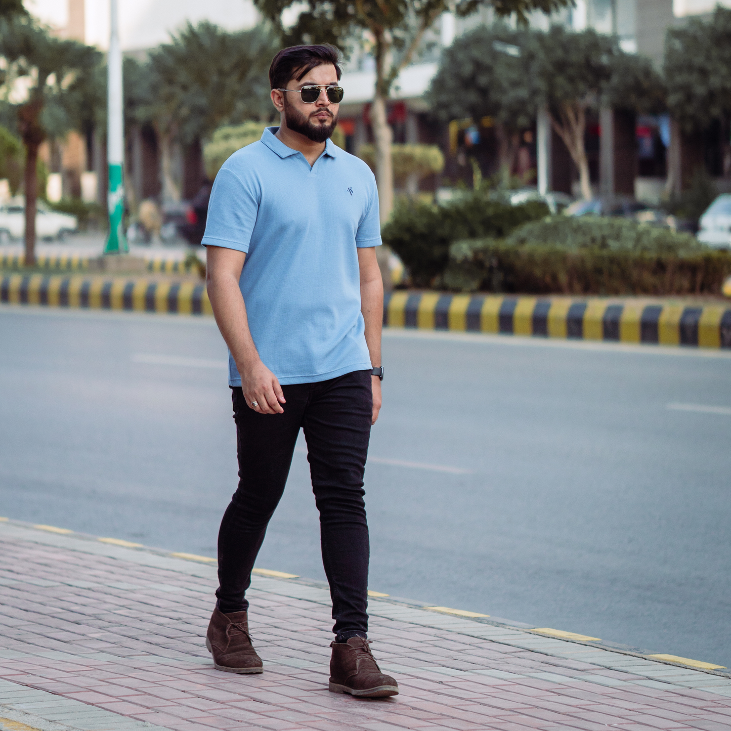 Blue Breeze - Waffle Knit Polo