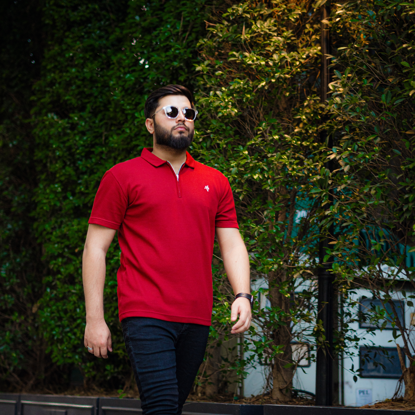 Red Snap - Waffle Knit Polo