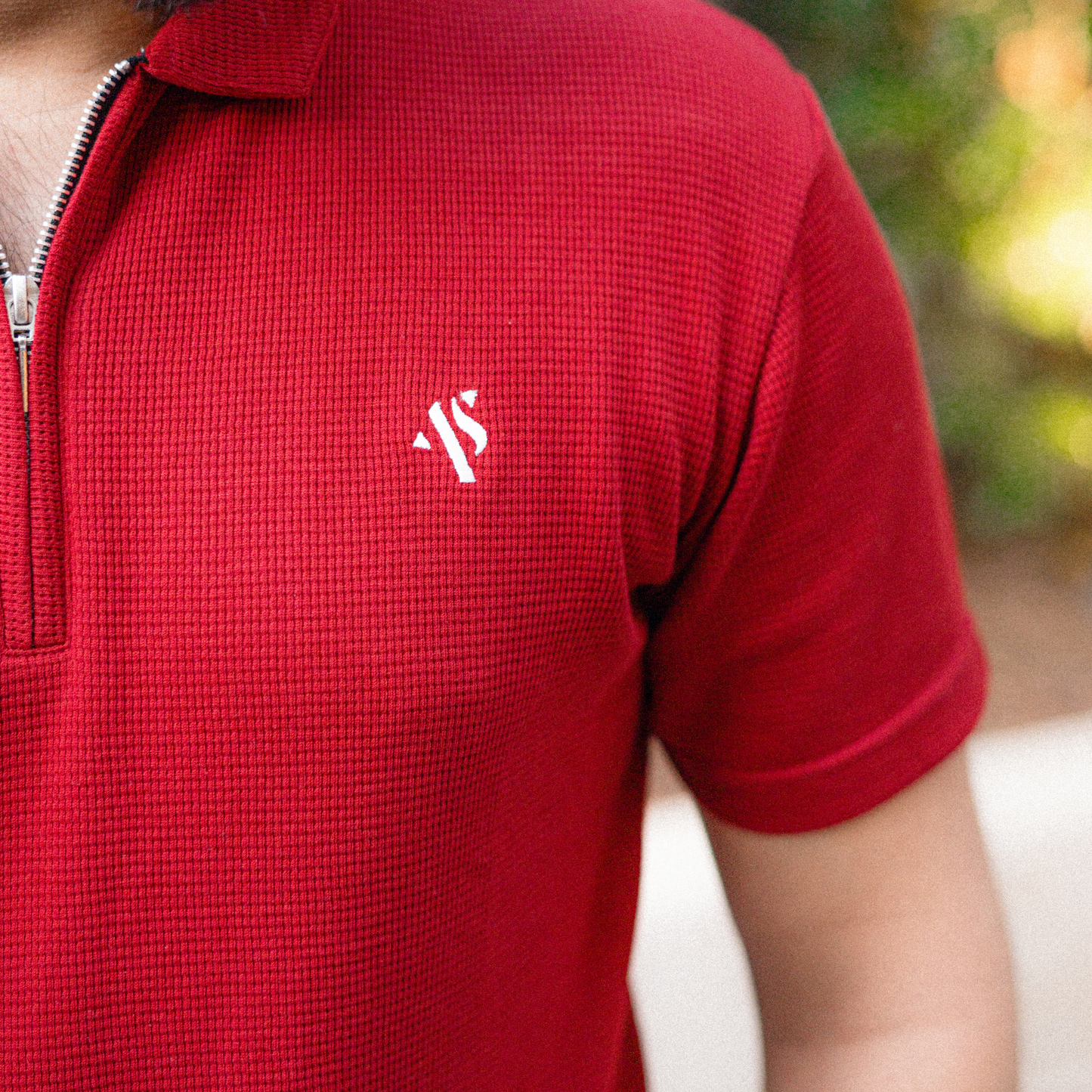 Red Snap - Waffle Knit Polo