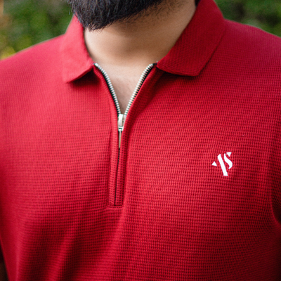 Red Snap - Waffle Knit Polo