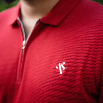 Red Snap - Waffle Knit Polo
