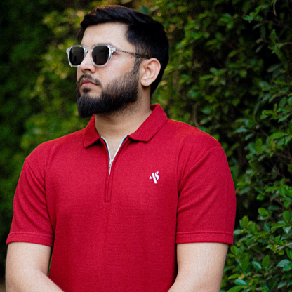 Red Snap - Waffle Knit Polo