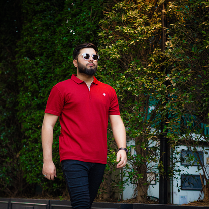 Red Snap - Waffle Knit Polo